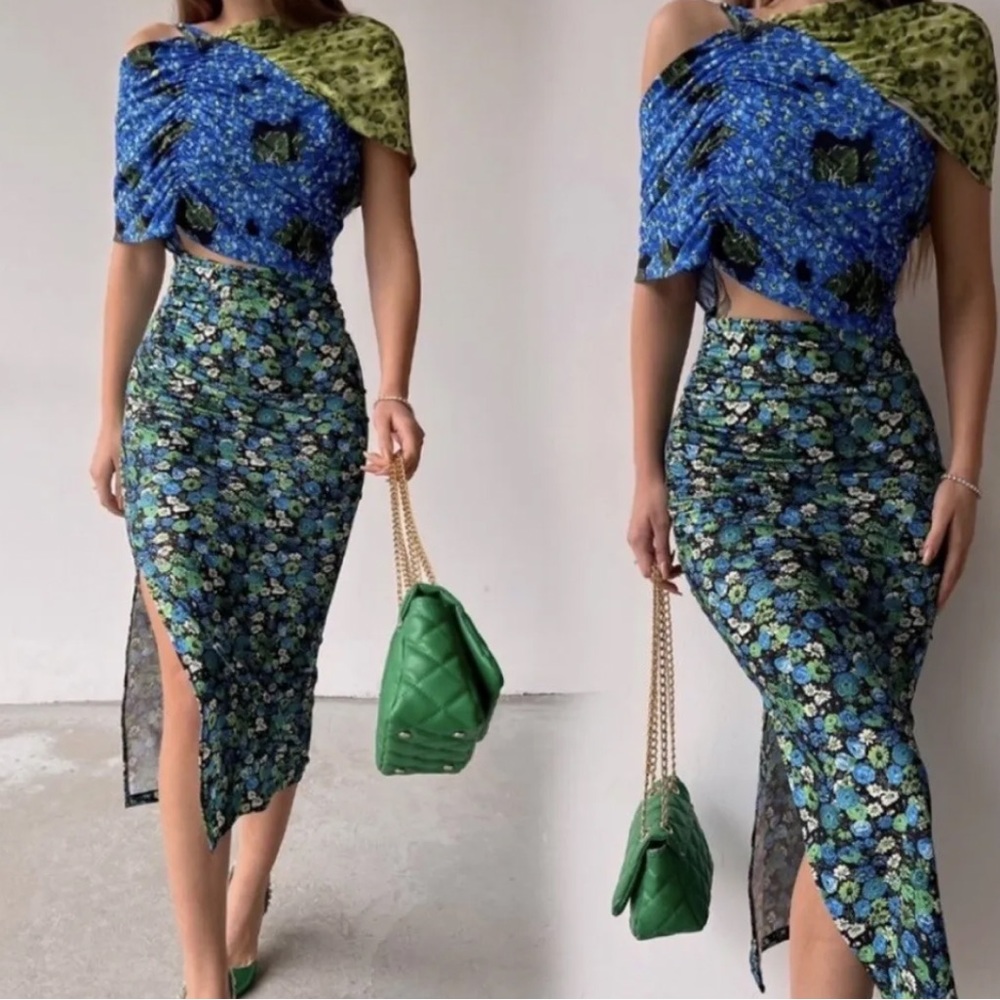 Zara Floral Asymmetrical Dress